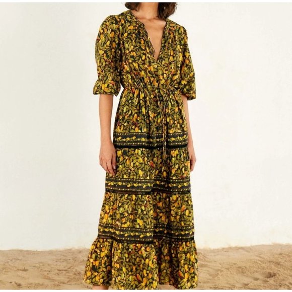 FARM Rio Dresses Farm Rio Star Fruit Maxi Dress In Yellow